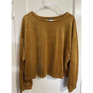 Old Navy Dark Yellow Velour Pullover Sweater Size XL